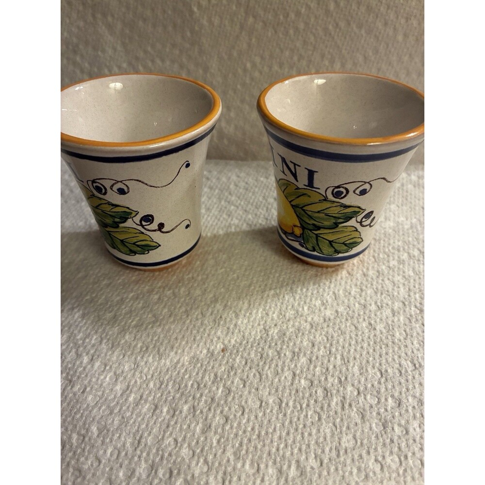 Pallini Limoncello Deruta Italy Italian Ceramic Pottery Shot Glasses Lot Of 2 - Picture 3 of 10